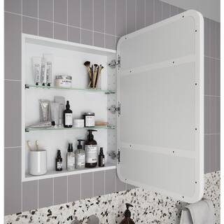 Glass Warehouse Calla 22 in. W x 32 in. H x 5 in. D Recessed Medicine Cabinet in White with Mirror SC1-SQ-22X32-W