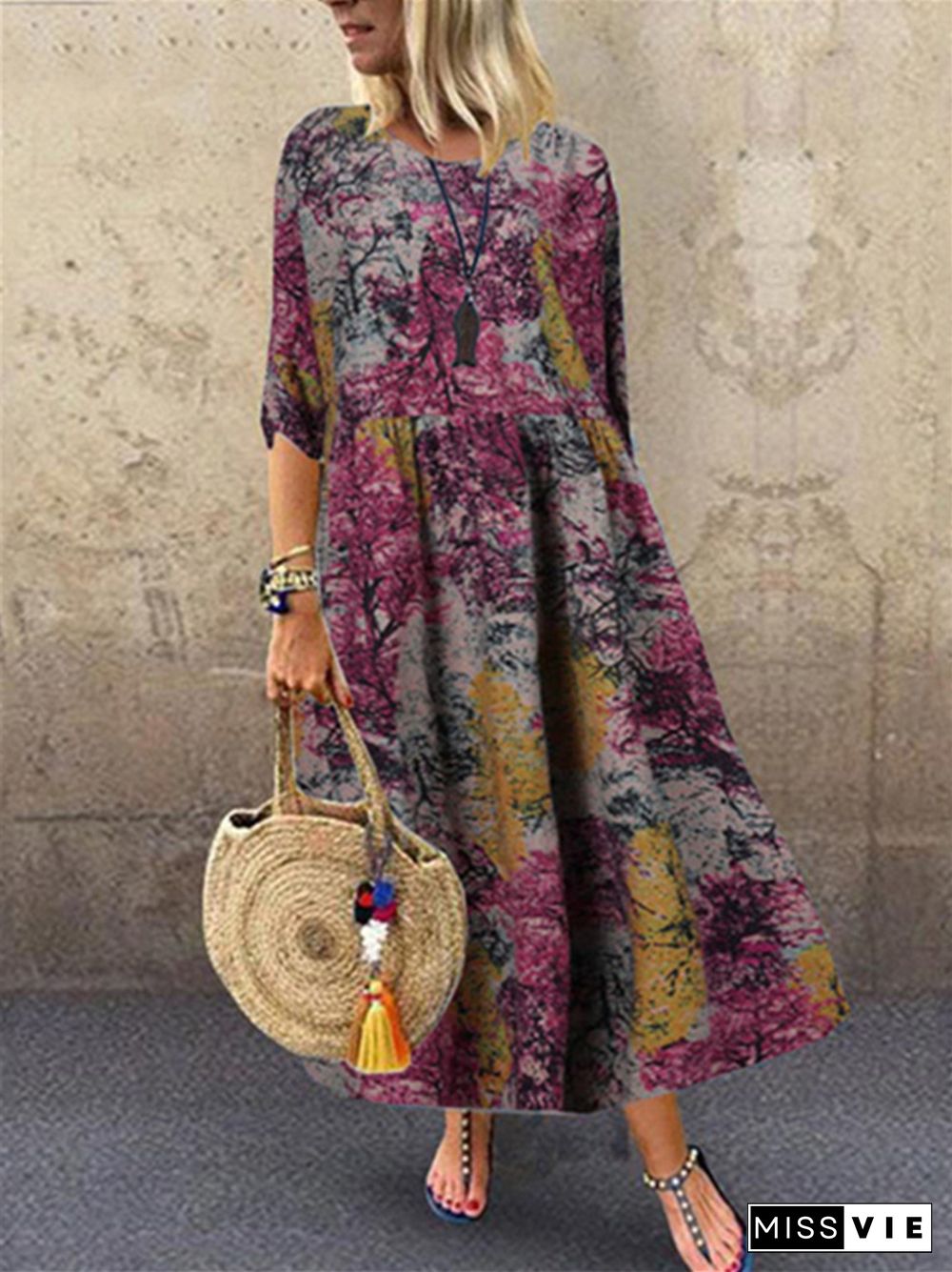 New Summer Printed Casual Dress Long Skirt