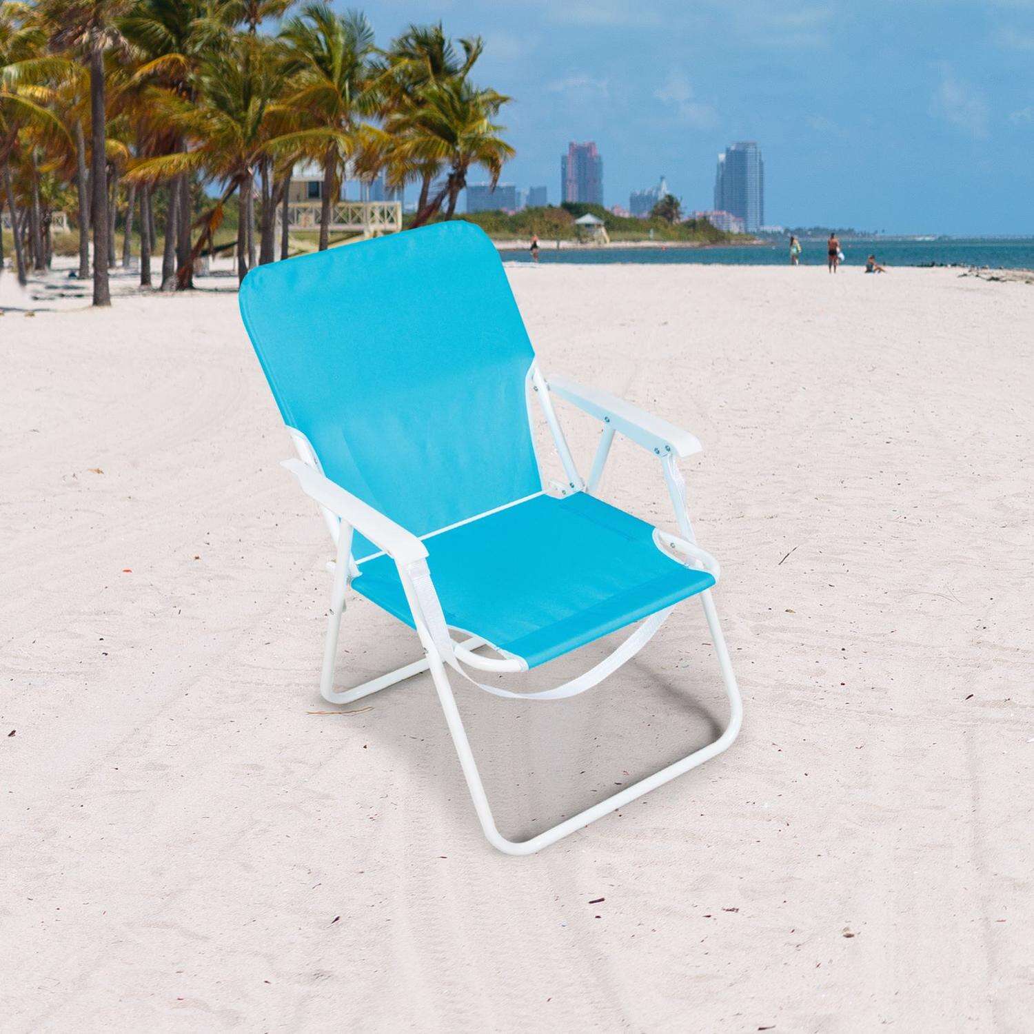 Rio Brands 1-Position Blue Waves Beach Folding Chair