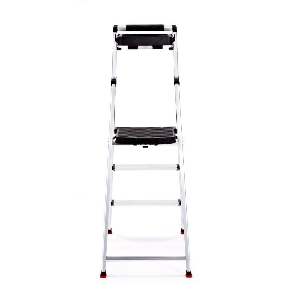 Rubbermaid 3-Step Aluminum Step Stool with Project Tray 225 lb. Load Capacity Type II Duty Rating RMA-3T-COM