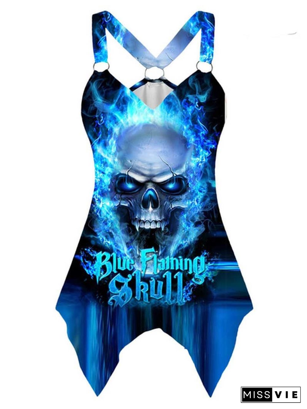 Tank Tops Women 3D Skull Print Sleeveless Tops Summer Casual Ladies Gothic Irregular Hem Fashion Vest Shirts