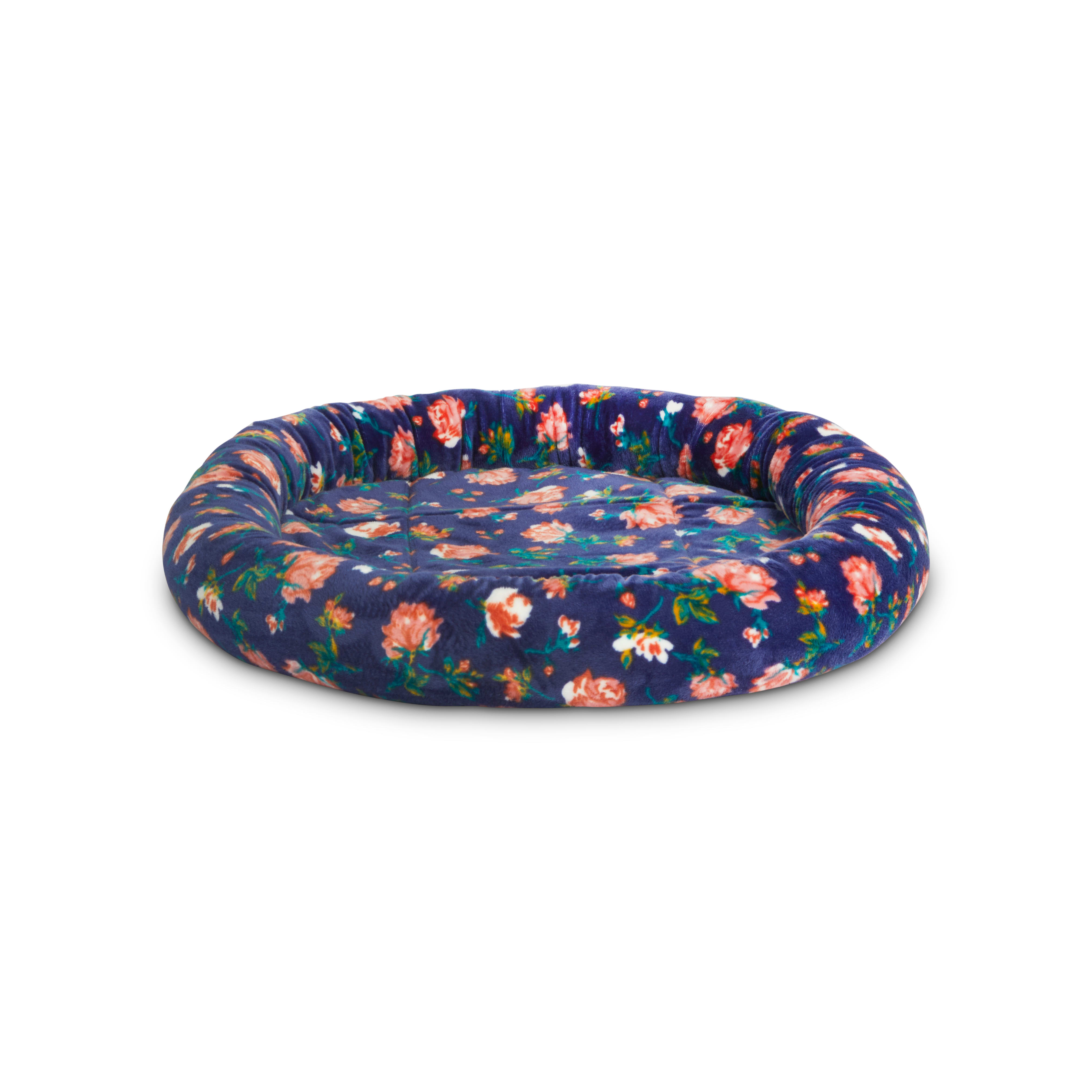 EveryYay Snooze Fest Navy Floral Oval Lounger Cat Bed， 17