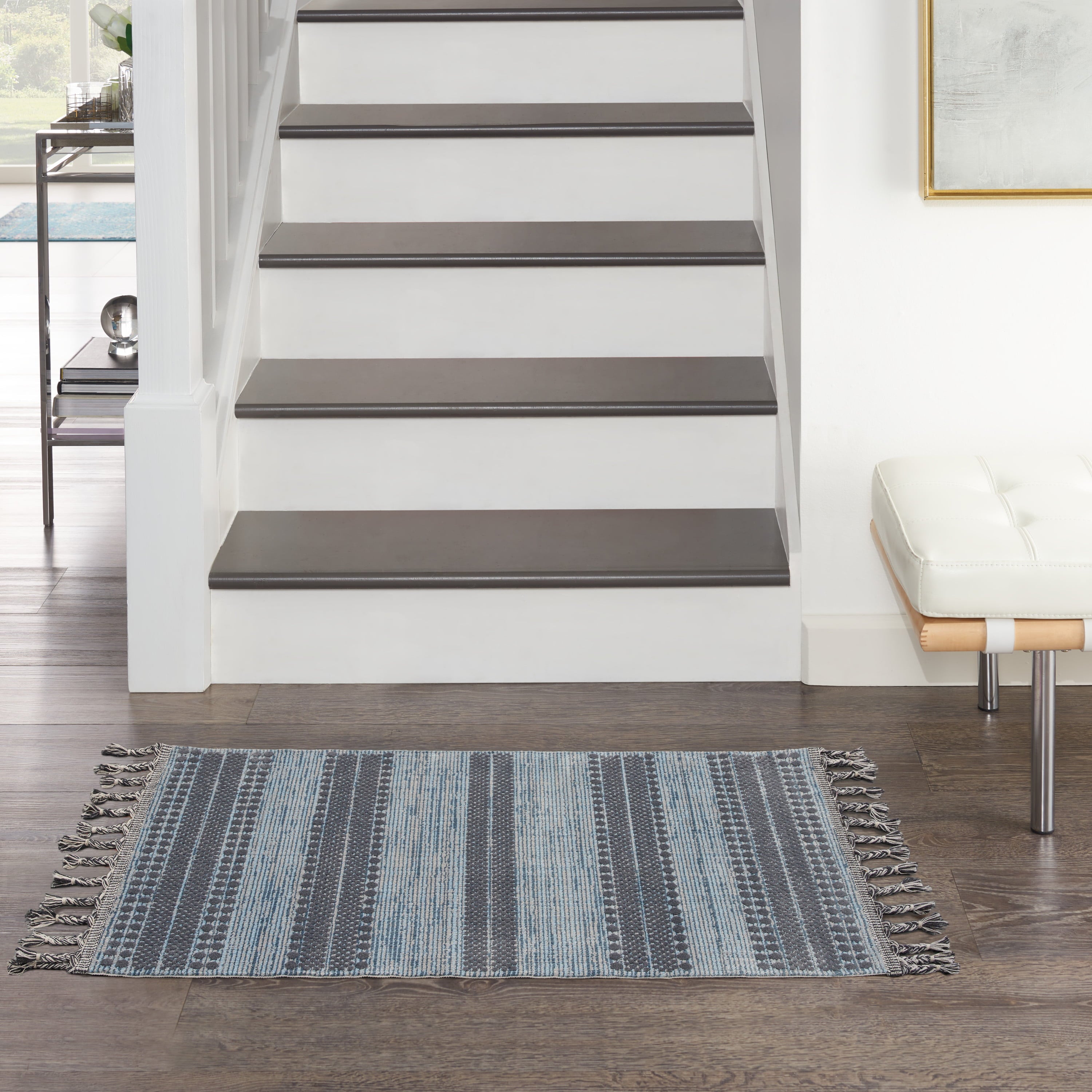 Nourison Asilah Casual Striped Light/Blue/Charcoal 2'2