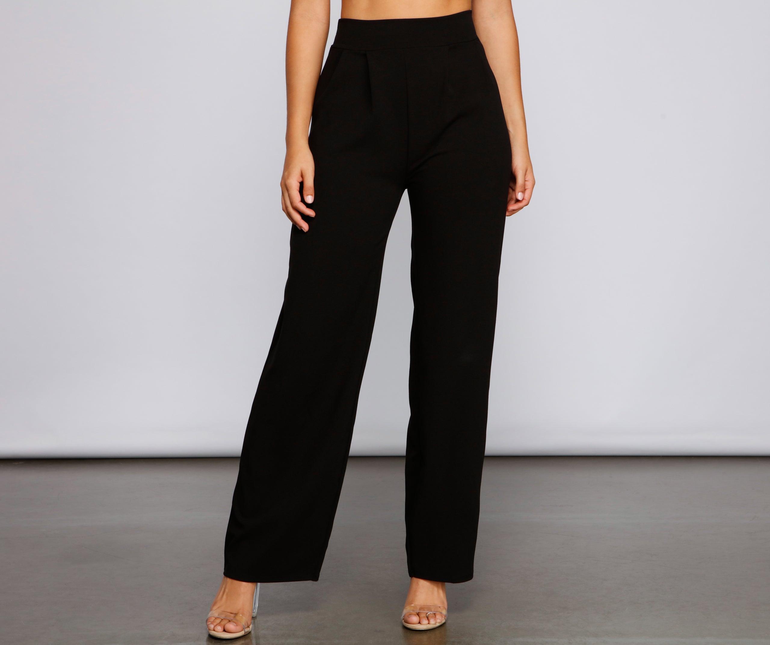 High Waist Pleated Wide Leg Pants