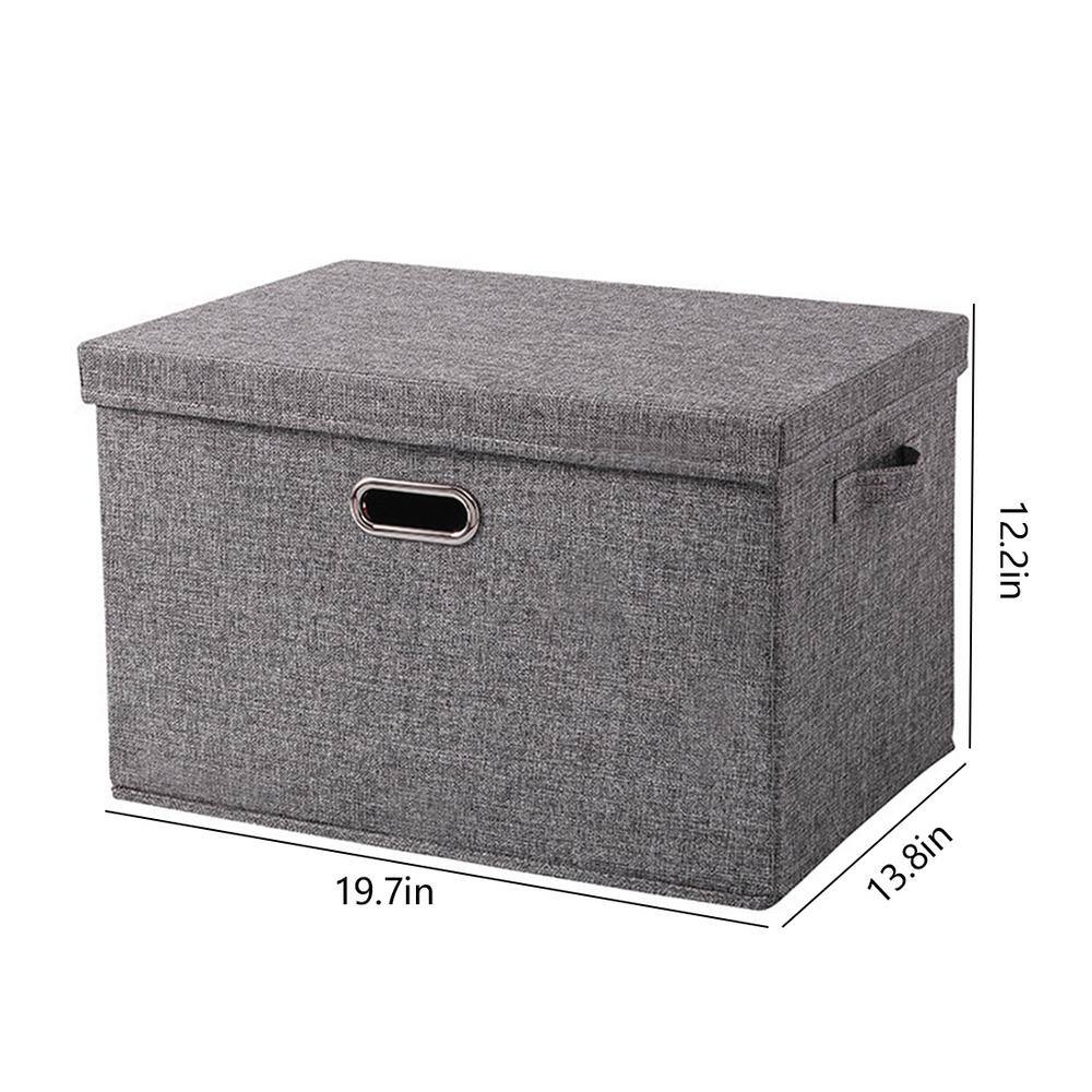 50 qt. Fabric Collapsible Storage Bin with Lid in Gray (3-Pack) bin-54L-gray3