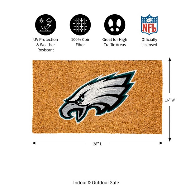 Evergreennflphiladelphia Eagles Logo Natural Coir 28 X 16 Inches Indoor Outdoor Doormat