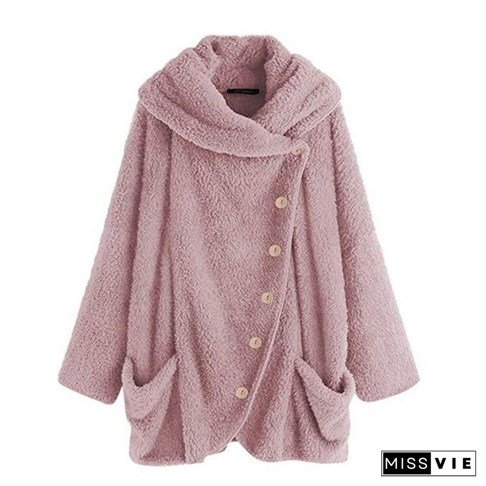 Fall New Women's Plush Hoodies Women Lapel Dolman Sleeve Cardigan Jacket Sweatshirts Streetwear Women