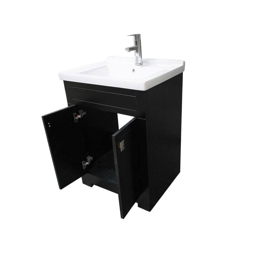 Dreamwerks 24 in. W x 22 in. D x 33 in. H Trenta Vanity in Black with White Ceramic Vanity Top Trenta-24-Black