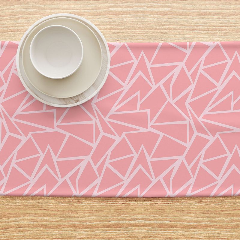 Table Runner， 100% Polyester， 12x72， Geometric Shapes Pink