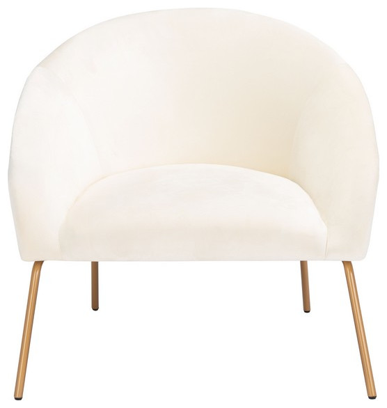 Andi Accent Chair Cream Velvet   Midcentury   Armchairs And Accent Chairs   by Peachtree Fine Furniture  Houzz