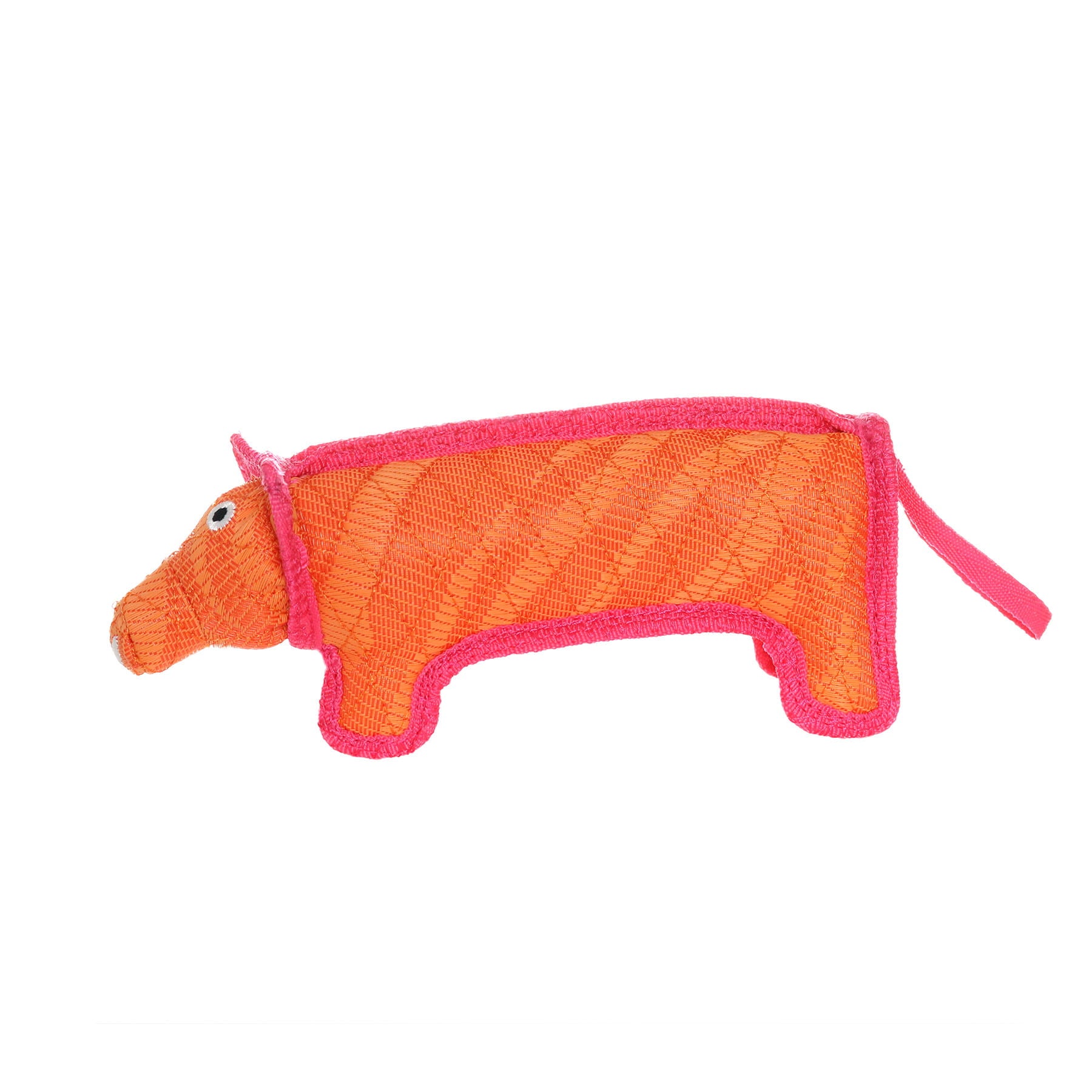 DuraForce Durable Woven Fiber Pig Dog Toy with Squeaker， Orange