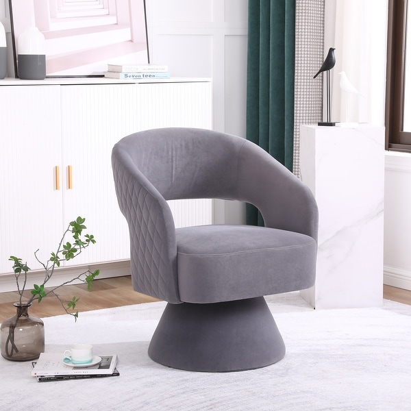 Velvet Swivel Rhombus Accent Chair Armchair， Round Barrel Chair Single Sofa Lounge Chair Barrel Chair for Living Room Bedroom