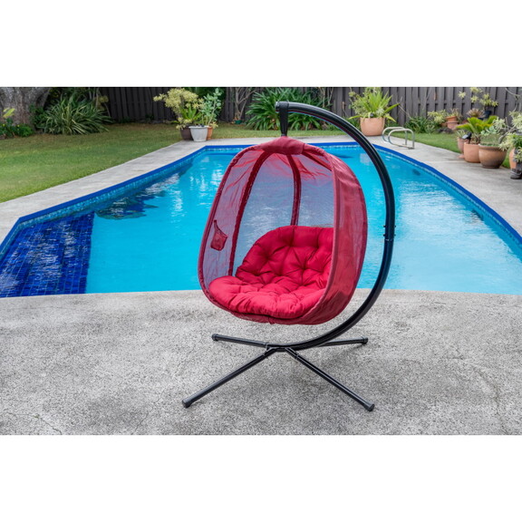 66 H x 34 W x 43 D Outdoor Red Hanging Egg Patio C...