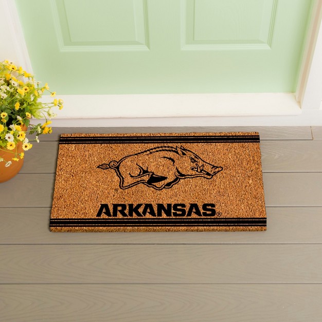 Evergreen University Of Arkansas Logo Turf Mat Brown 28 X 16 Inches Indoor Outdoor Doormat