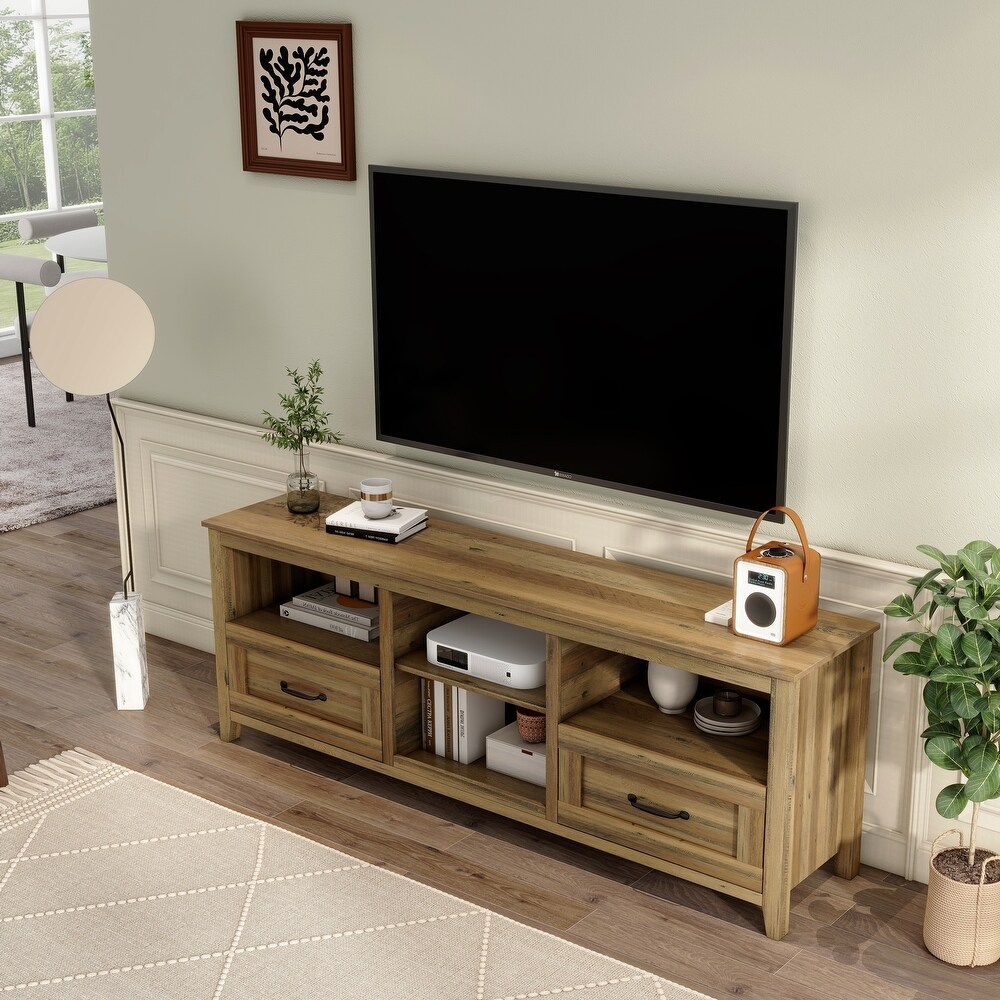 70.08 Inch TV Stand with 2 Drawers and 4 Storage Compartment