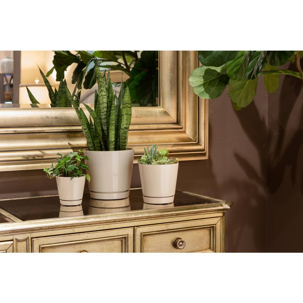 Trendspot 8 in. Oatmeal Knack Ceramic Planter， Set of 2 ECR01721S-08W2