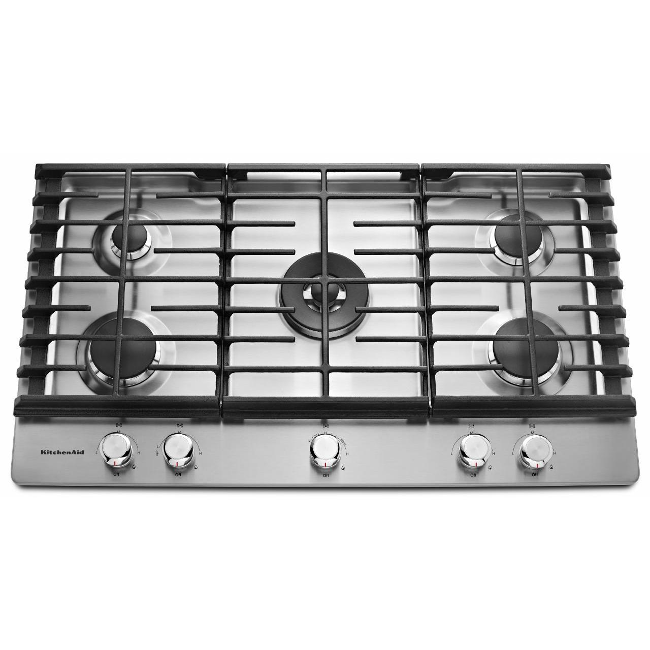 KitchenAid 36-inch Built-in Gas Cooktop with Even-Heat? Burner KCGS556ESS