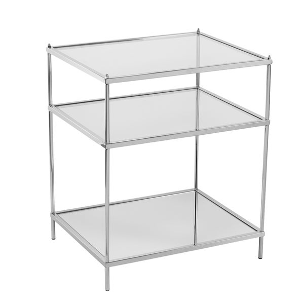 SEI Furniture Grant Glam Mirrored Side Table Chrome