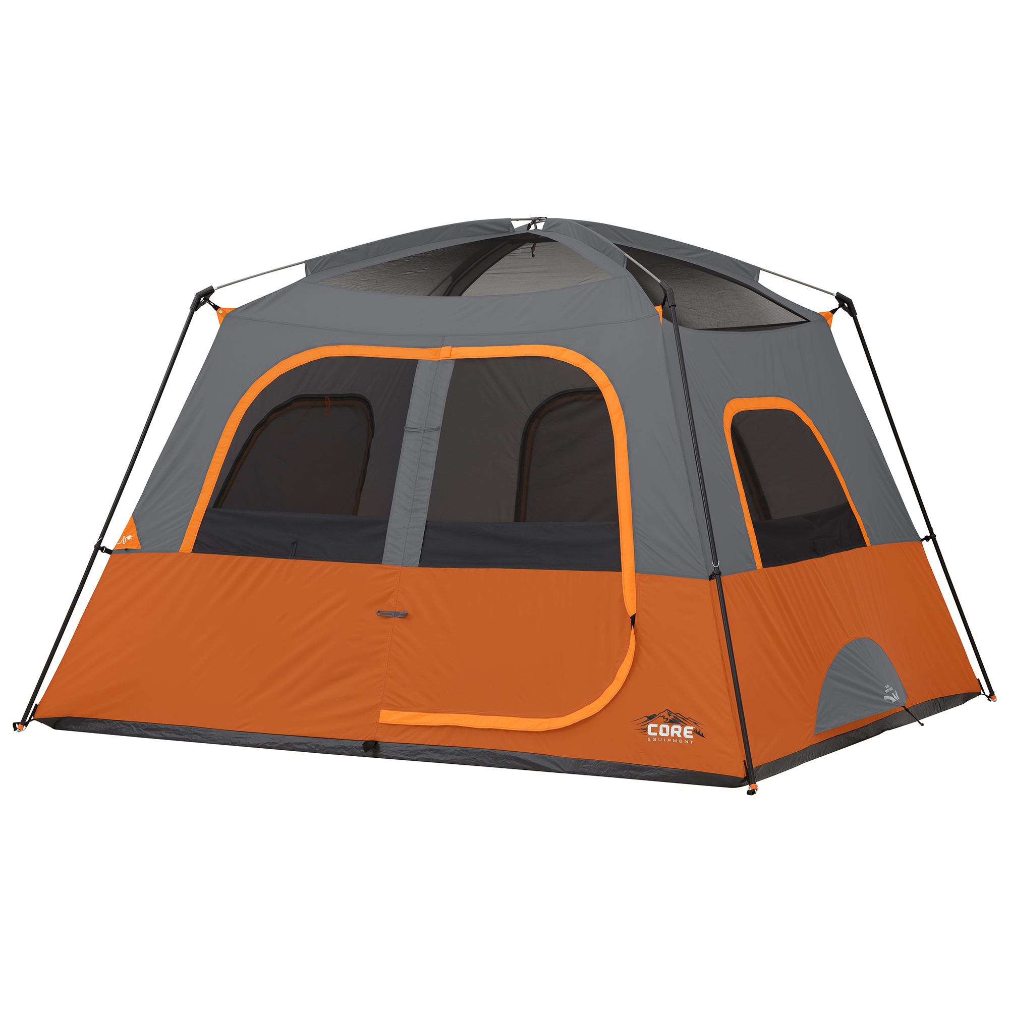 Core Equipment 6-Person 1-Room Straight Wall Cabin Camping Tent- Orange