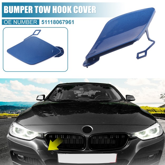 Unique Bargains Car Front Bumper Tow Hook Cover 51118067961 For Bmw 3 Series F30 M sport 2013 2018 Tow Hook Eye Lid Cover Trailer Cap Blue