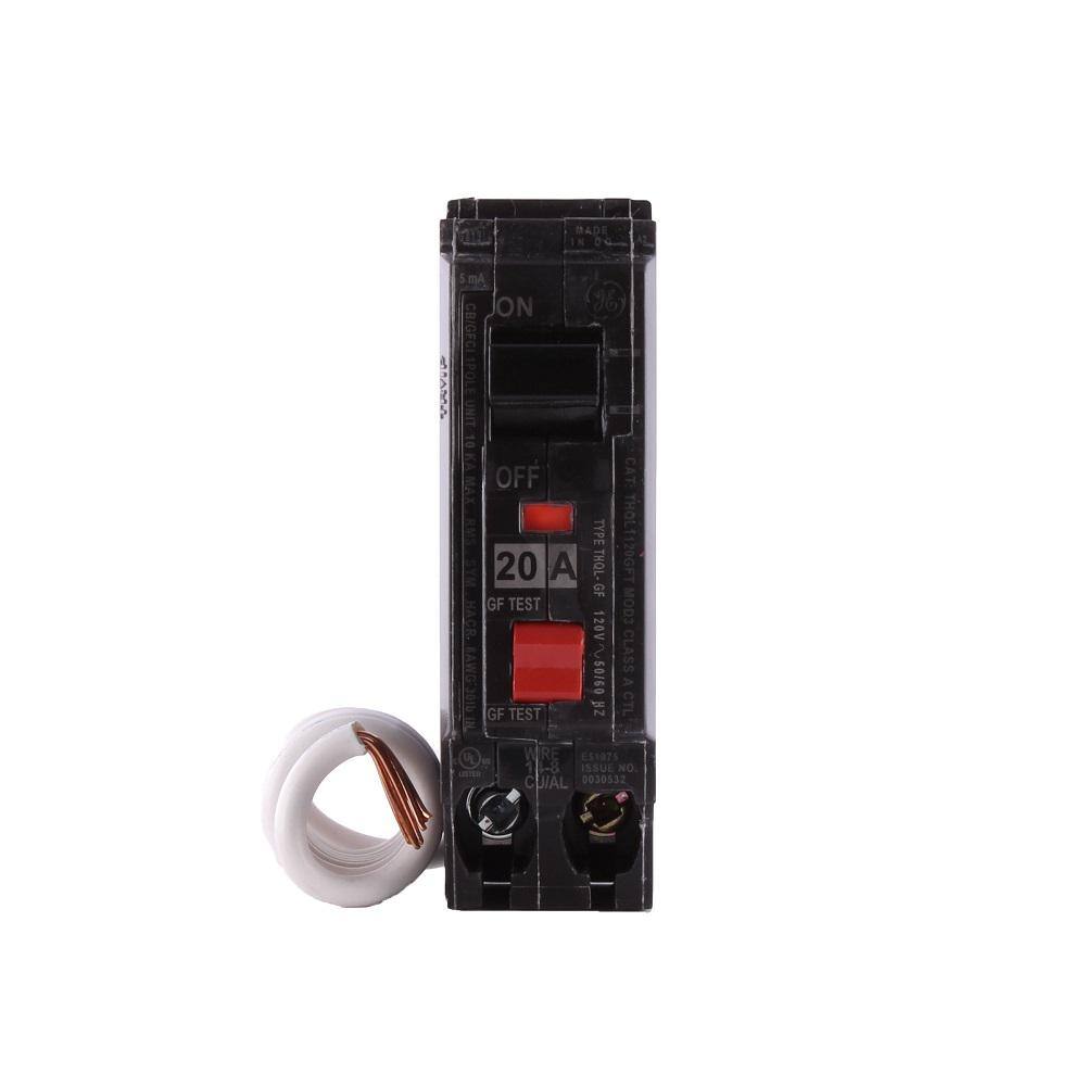 GE 20 Amp 1-Pole Ground Fault Breaker with Self-Test THQL1120GFTP