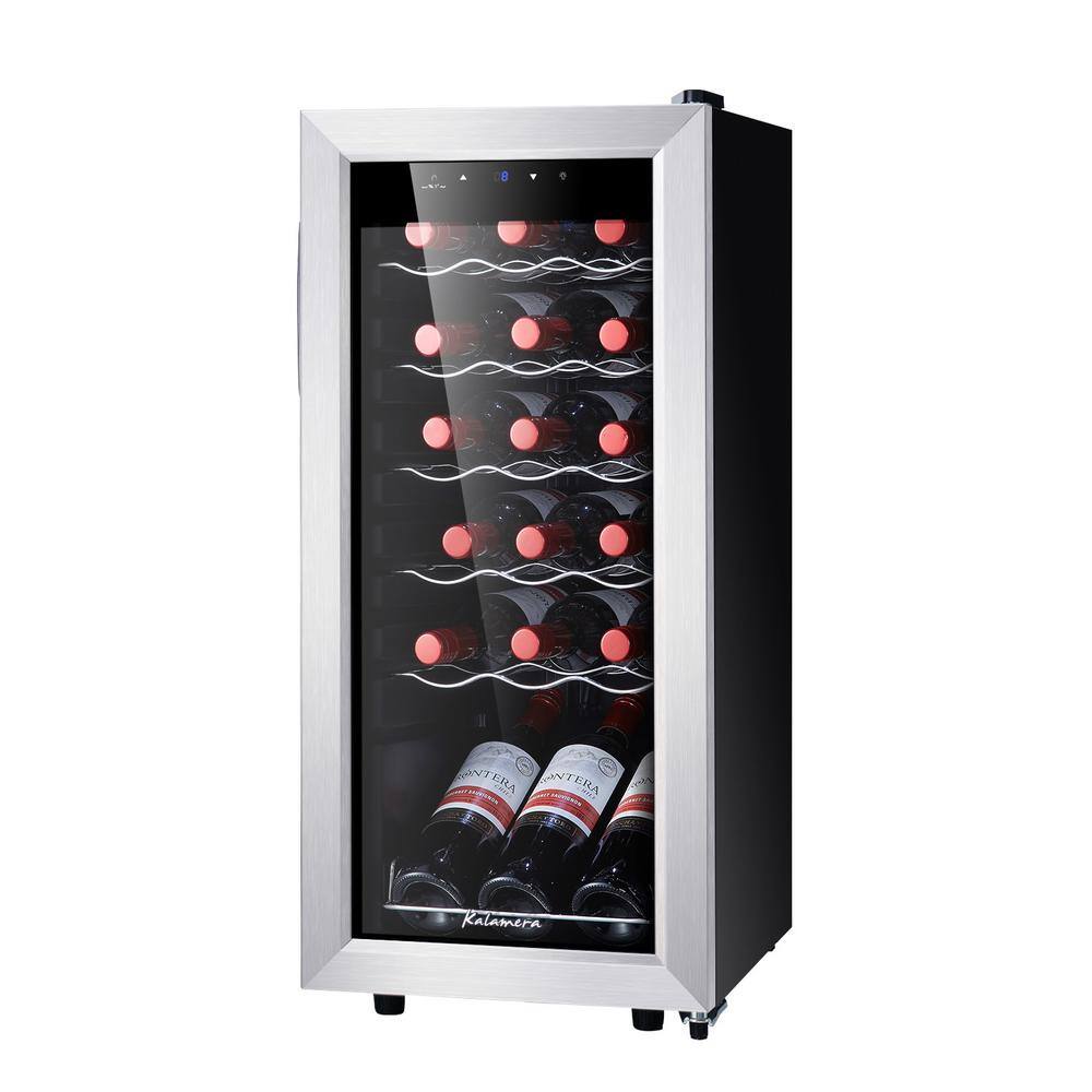 Kalamera Single Zone 18-Bottle Free Standing Compressor Wine Cooler with Glass Door KRC-18SS