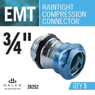 Halex 34 in. Electrical Metallic Tube (EMT) Rain Tight Connector 26252