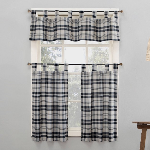 Blair Farmhouse Plaid Semi sheer Tab Top Kitchen Curtain Valance No 918