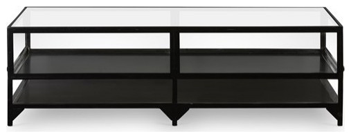 Yonatan Coffee Table Black  Tempered Glass   Midcentury   Coffee And Accent Tables   by Virgil Stanis Design  Houzz