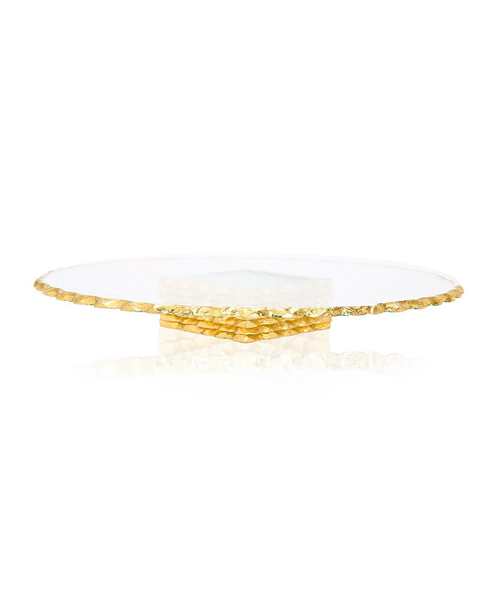 Classic Touch 12D Glass Stacked Cake Stand With Gold Edge