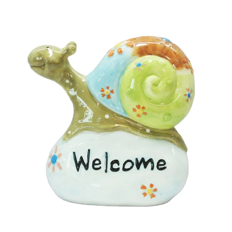 Factory Supply Wholesale Garden Ornaments Outdoor Animal Figurines Snails Ceramic Garden Decoration