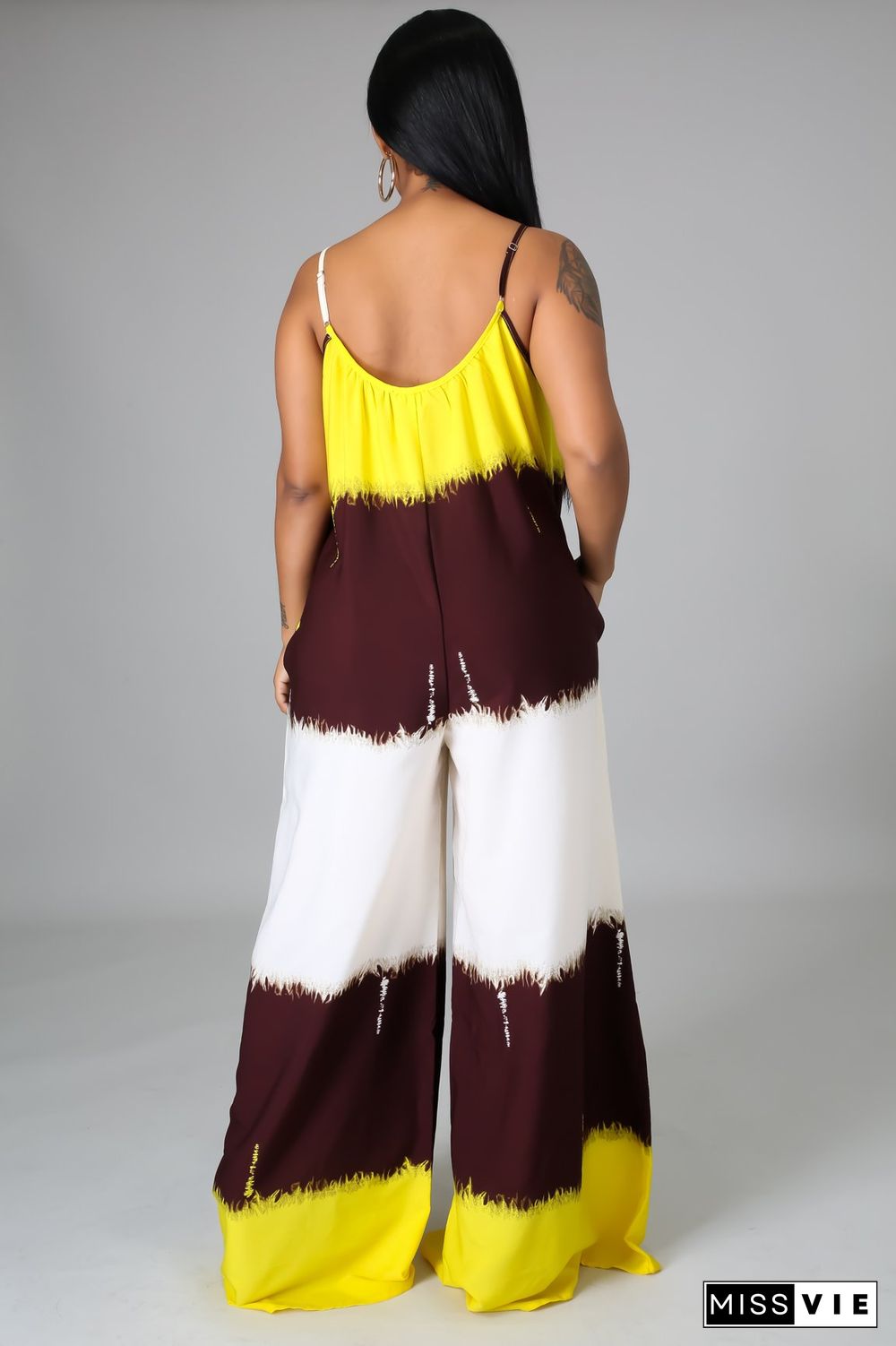 Tie Dye Spaghetti Strap Loose Wide Leg Jumpsuits