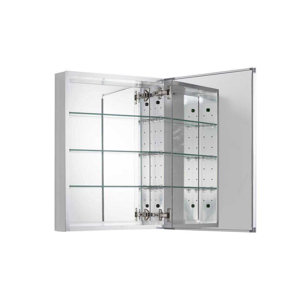 Pegasus 20 in. x 26 in. Recessed or Surface-Mount Bathroom Medicine Cabinet with Beveled Mirror in Silver SP4581