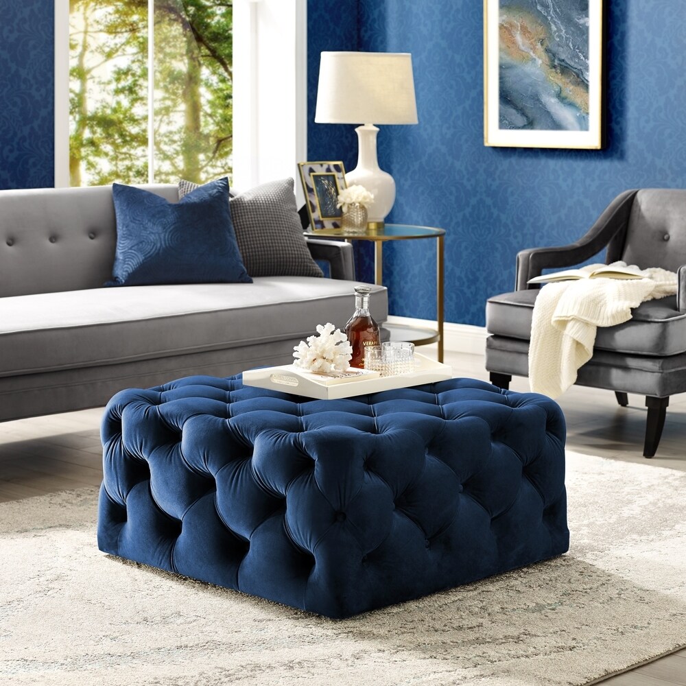 Gordon Diamond Tufted Square Shape Cocktail Ottoman