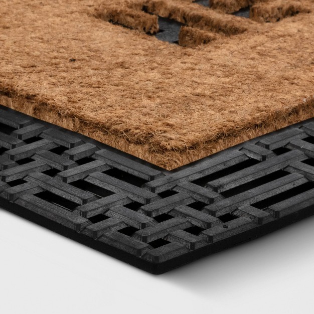 x27 hello x27 Rubber Coir Doormat Natural black