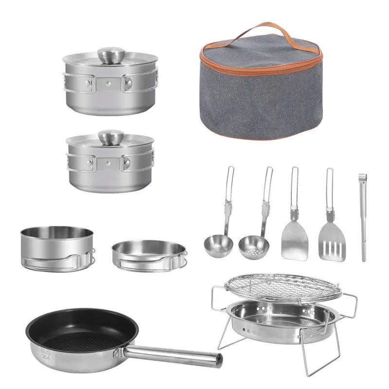 Factory TOP Seller Outdoor Camping Cookware Portable Picnic Pot Pan Camping Cooking Set For Outdoor Hiking Family cooking sets