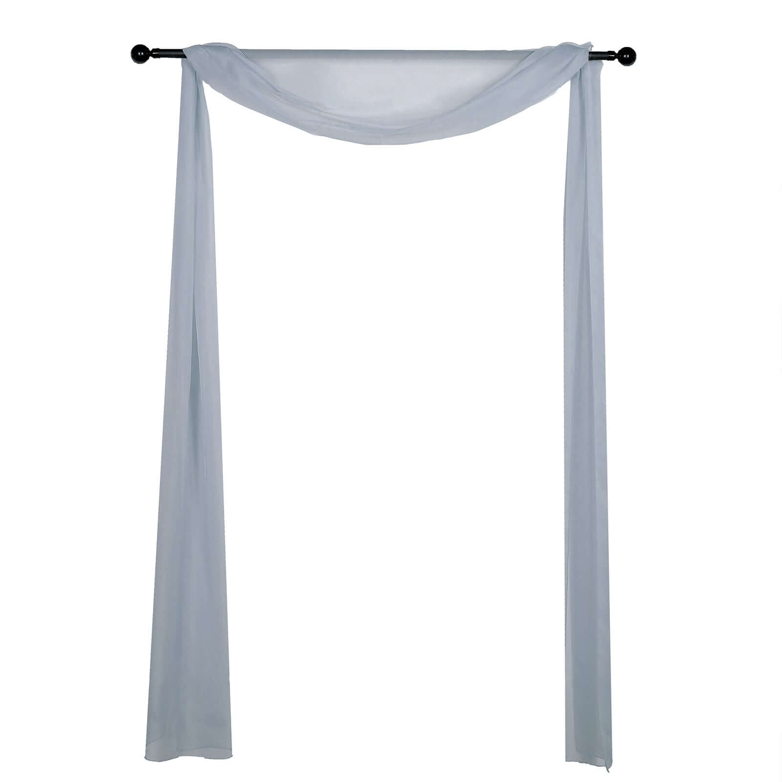 Dusty Blue Sheer Organza Wedding Arch Draping Fabric, Long Curtain Backdrop Window Scarf Valance 18ft