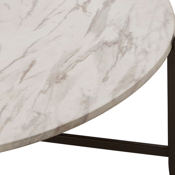 Teagan Round White Faux Marble Tables by iNSPIRE Q Modern