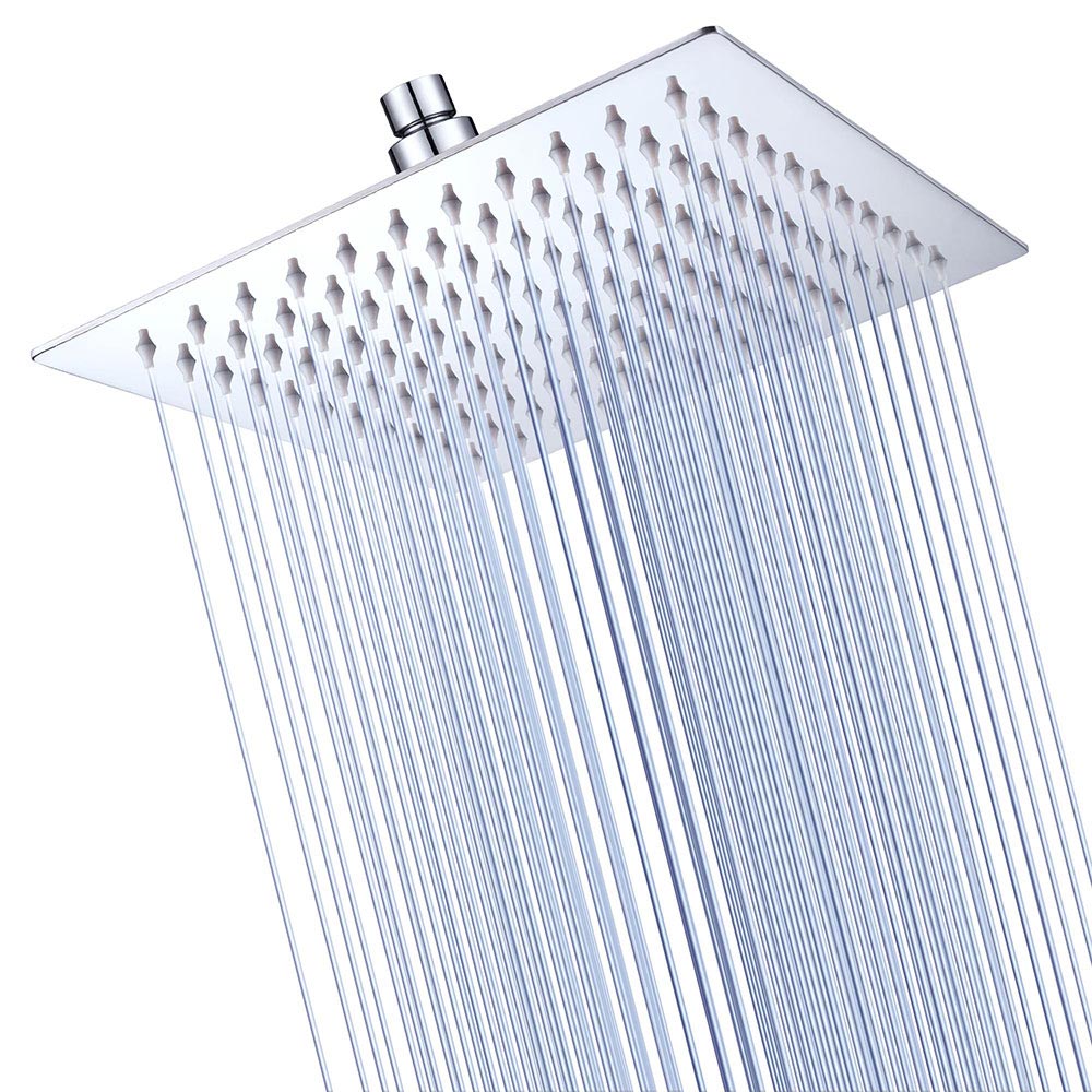 Yescom Bathroom Rain Shower Head Stainless Steel Square Top 8