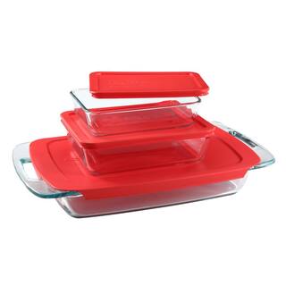 Pyrex Bake N Store 6-Piece Glass Bakeware and Storage Set with Red Lids 1090993