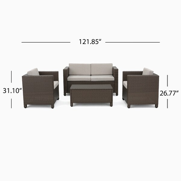 4 Pieces Wicker Outdoor Sofa Set with Cushions - Overstock - 37475797