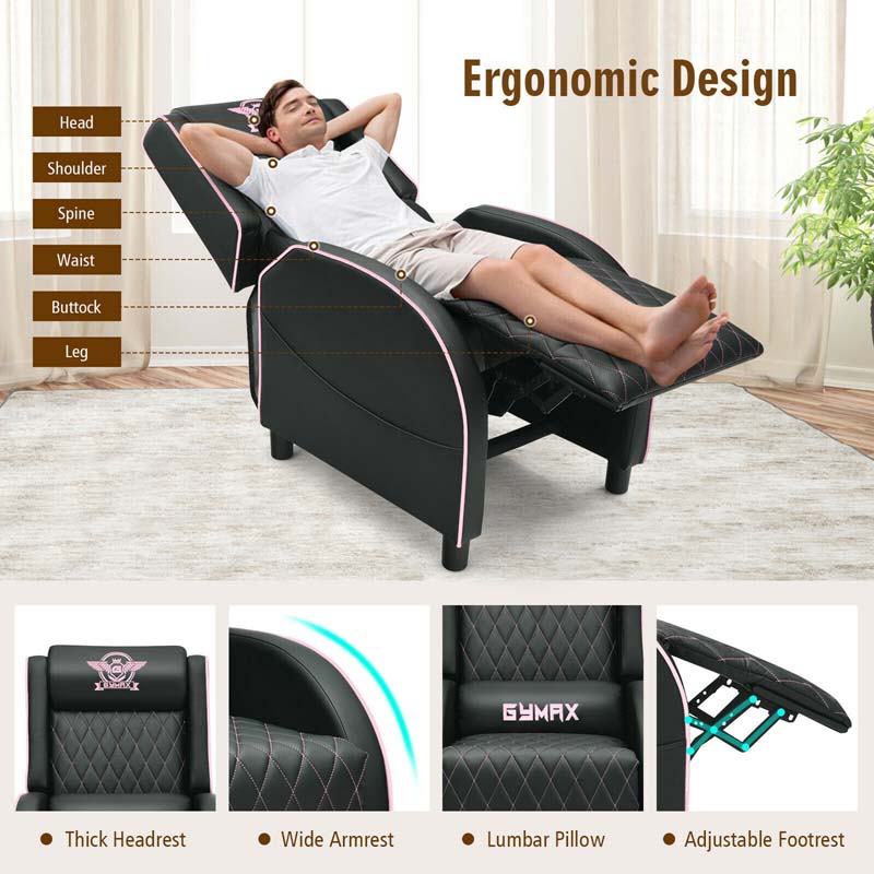 Massage Gaming Recliner Chair, PU Leather Gaming Sofa, Single Sofa, Lounge Sofa, Home Theater Seat with Adjustable Backrest & Footrest