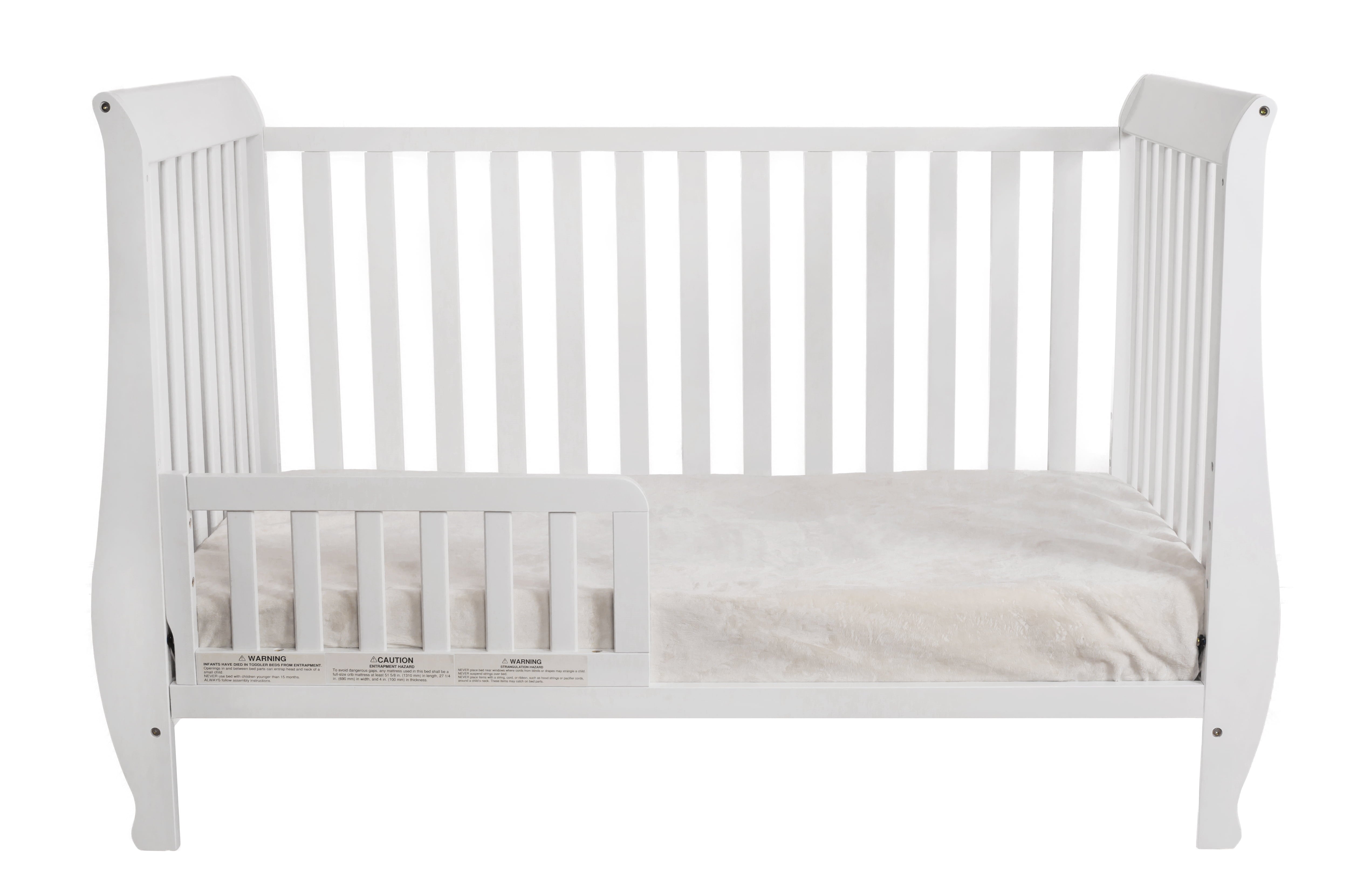 AFG Baby Furniture Naomi 4-in-1 Convertible Crib with Guardrail White