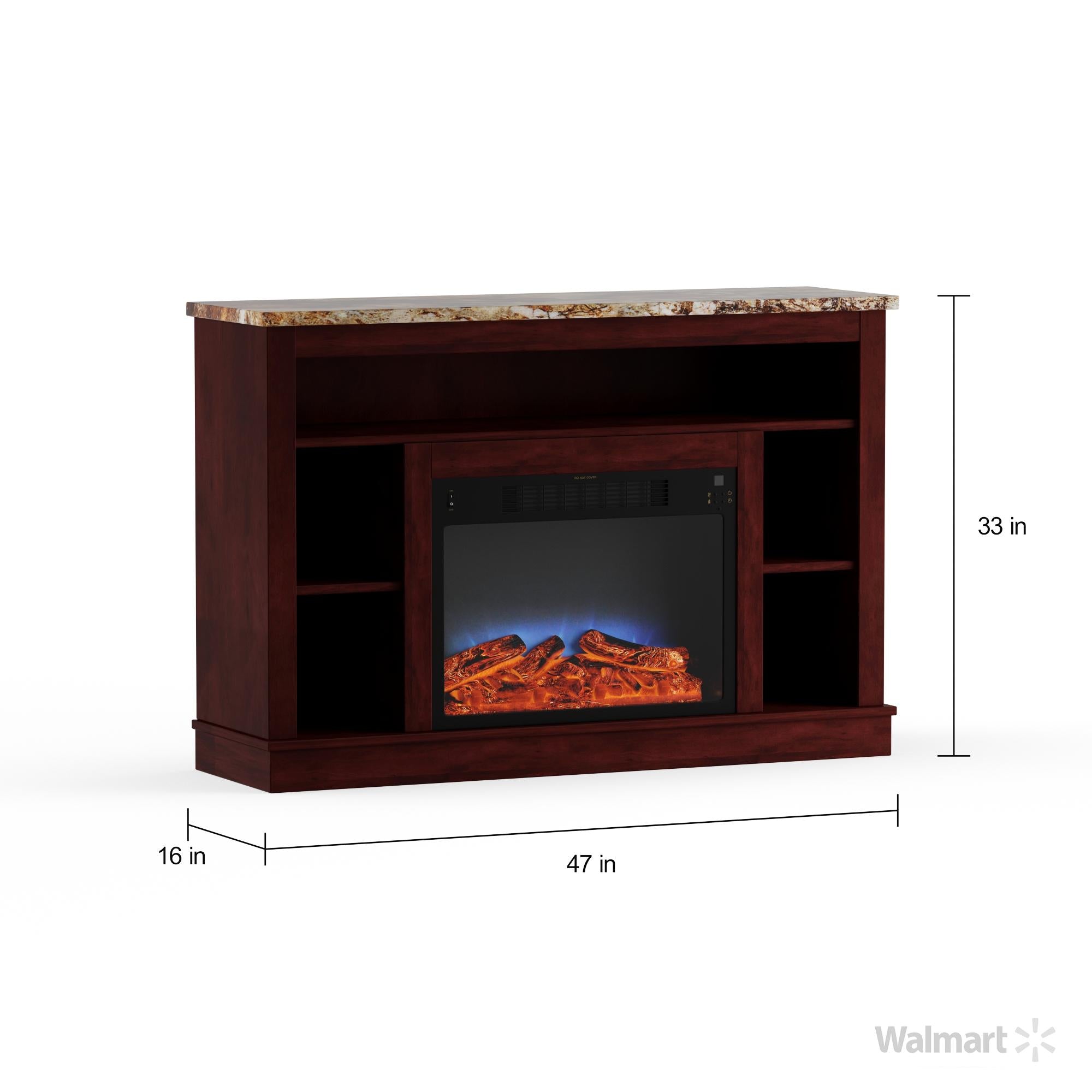 Cambridge Seville 47'' Freestanding Electric Multi-Color LED Fireplace with Log Insert and Remote | Mahogany Mantel | For Rooms up to 210 Sq.Ft. | Adjustable Heat Settings | Timer