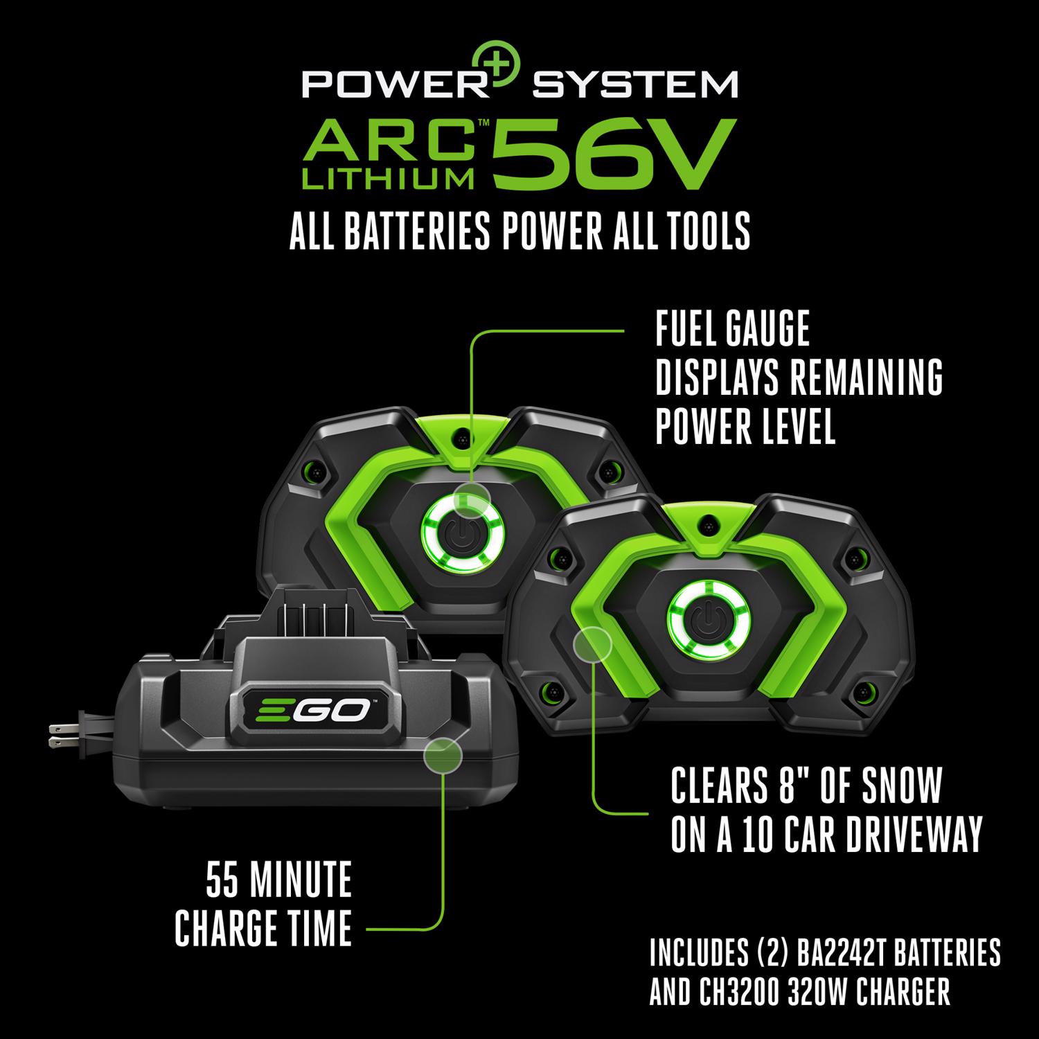 EGO Power+ Peak Power SNT2101 21 in. Single stage 56 V Battery Snow Blower Kit (Battery \u0026 Charger) W/ TWO 4.0 AH BATTERIES