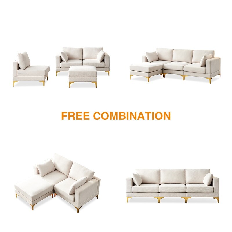 Modern Style L Shape Upholstered DIY Each Seat Sectional Sofa