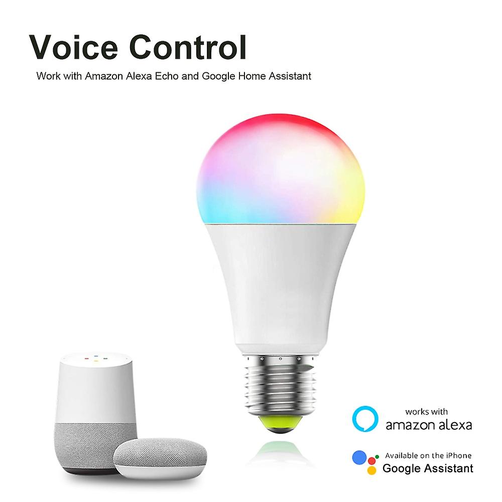 Wifi Smart Home Light Bulb， E27 Rgb Led Lamp Dimmable With Smart Life App， Voice Control For Google Home， Alexa