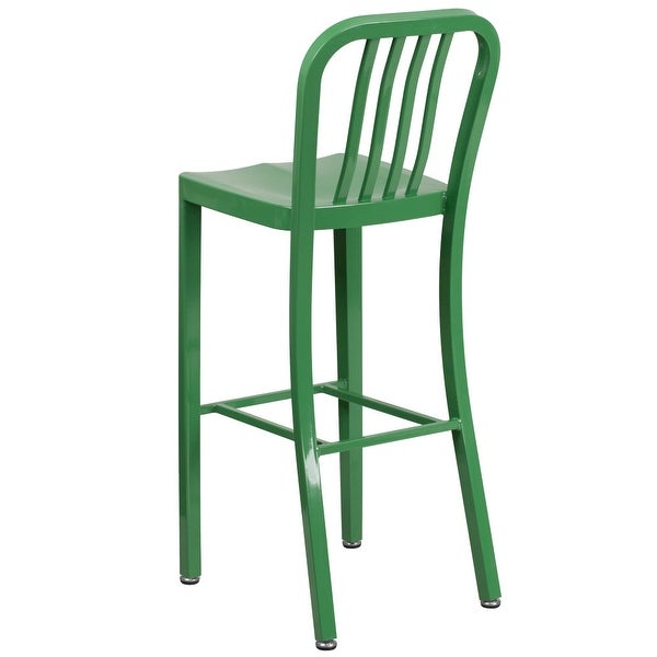 30'' High Metal Indoor-Outdoor Barstool with Vertical Slat Back