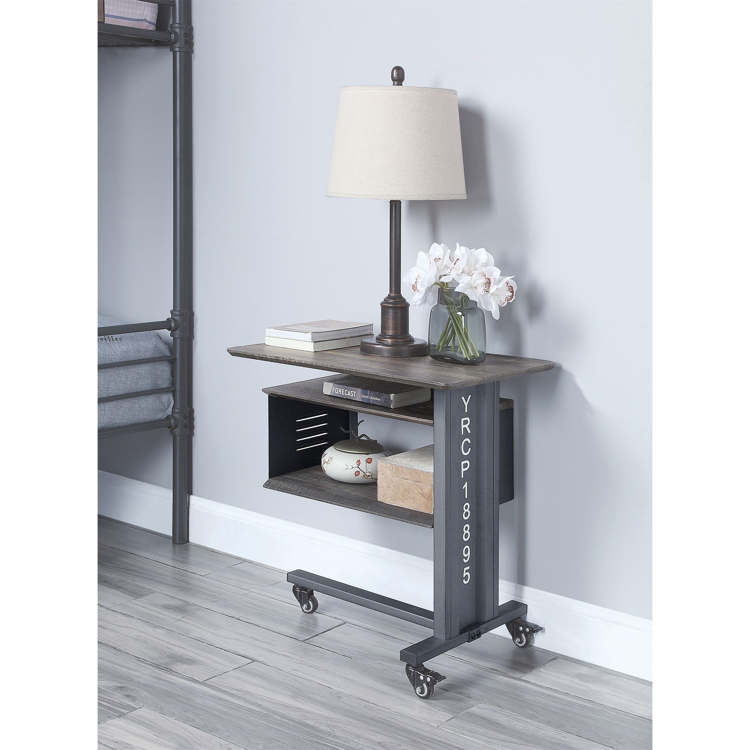 Side Table，Cargo Accent Table Wall Shelf，Gunmetal