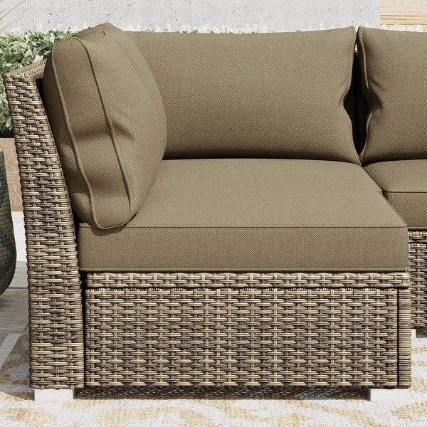 Corvus Oreanne 7piece Patio Rattan Sectional Conversation Set